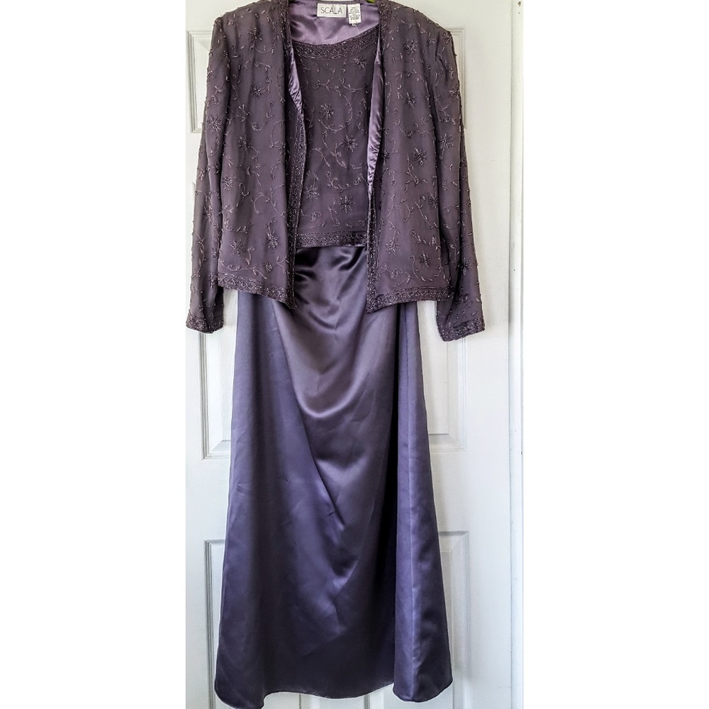 NWT 3 Piece Beaded Silk Women's Maxi Formal